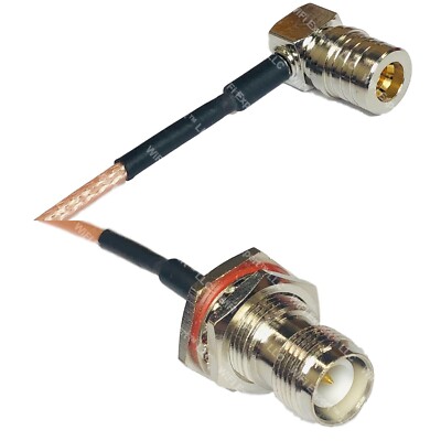 RG316 QMA MALE ANGLE to RP-TNC FEMALE BULKHEAD RF Cable Rapid-SHIP LOT