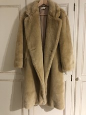 H&m Long Teddy Faux Fur Coat In Beige