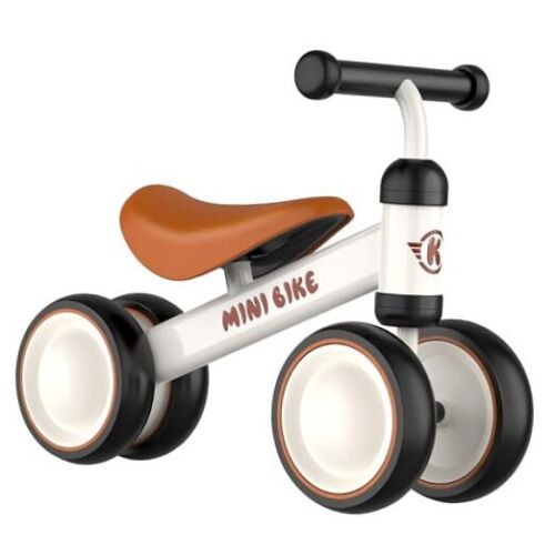 Baby Balance Bike for 1 Year Old Boys Girls Toddler Toys with 4 Wheels Cream