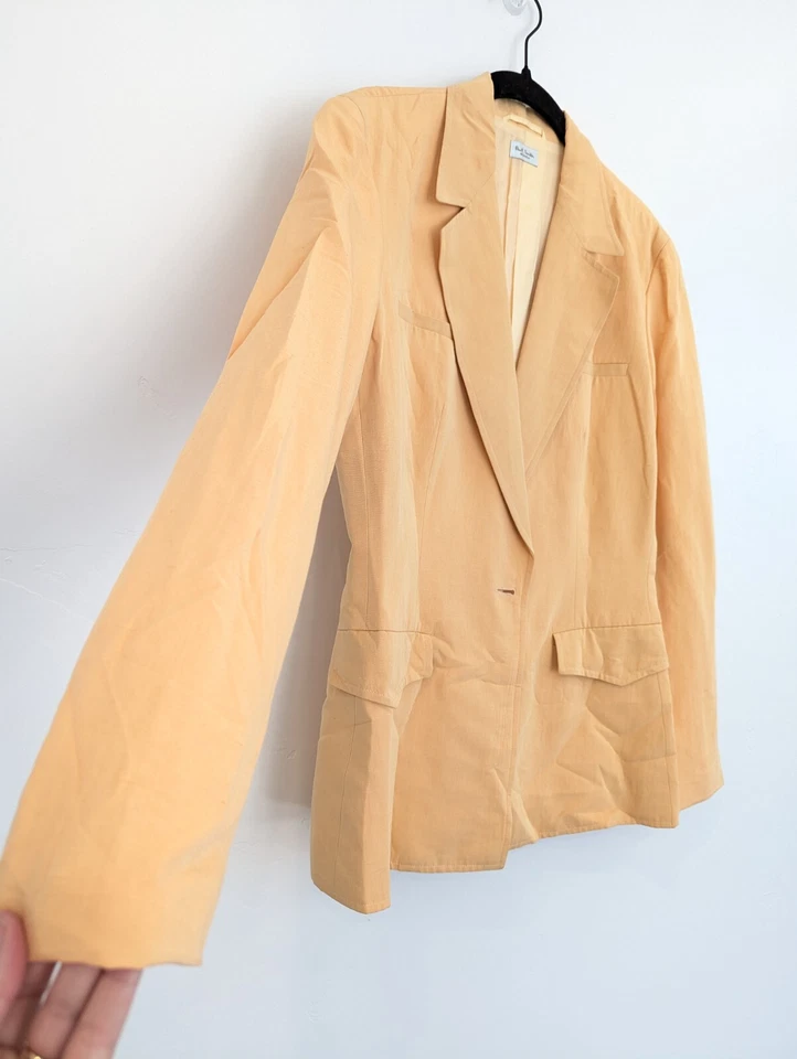Blazer Paul Smith Mujer Talla 42/6 Amarillo Lino Seda Vintage Oficina Trabajo Abrigo Foto 3 de 4