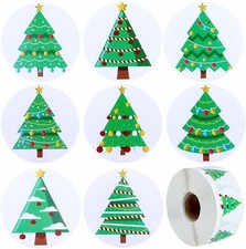 25 Christmas tree stickers party supply favor envelope seal cards 1.5"