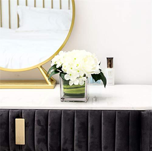 Artificial Silk Rose Flower Centerpiece Arrangement in vase for Home White - Picture 5 of 8