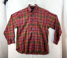 Tommy Hilfiger Mens Medium Red Plaid Long Sleeve Button Up Shirt