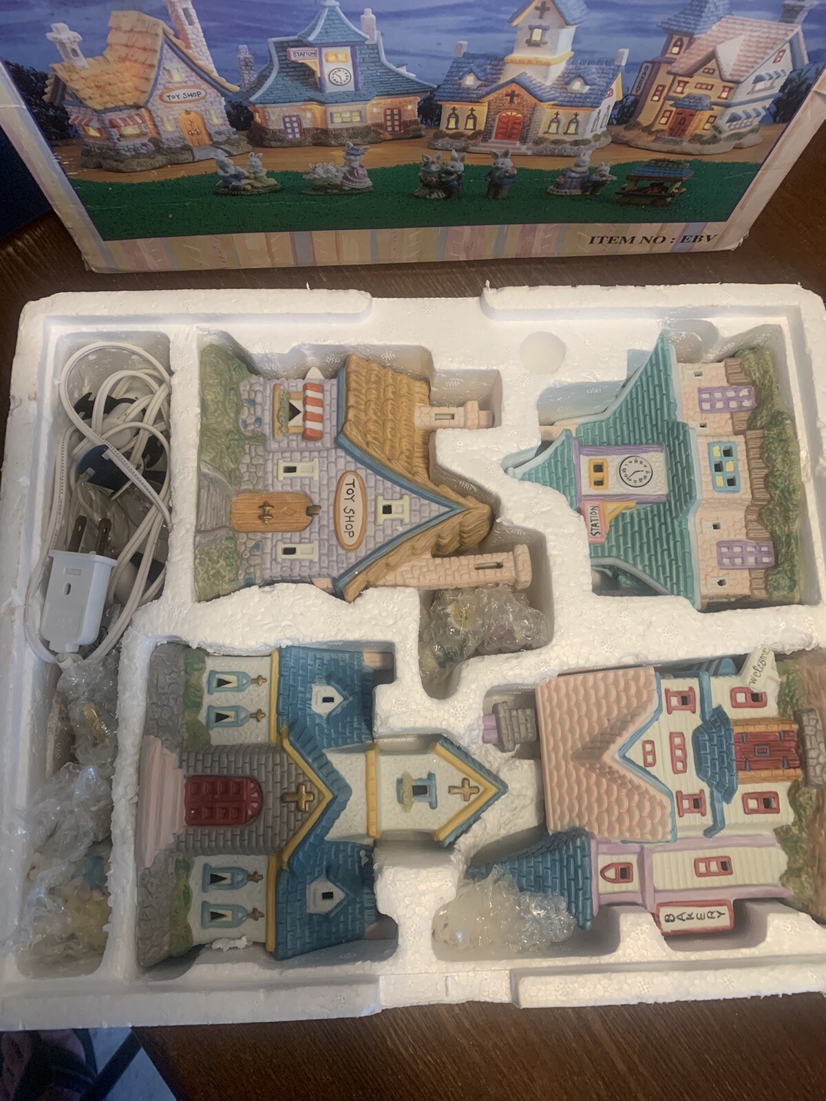 Vintage 10 Piece Lighted Easter Village Display Complete Set eBay