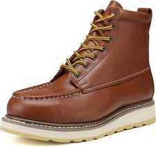 Soft Toe Leather waterproof Non-Slip Durable Wedge Outsole 6  Mens Work Boots
