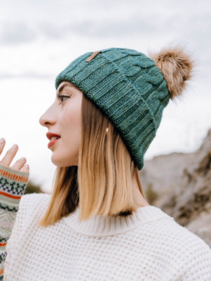 Handmade Alpaca Wool Hat with pompom Knitted beanie 100% Baby