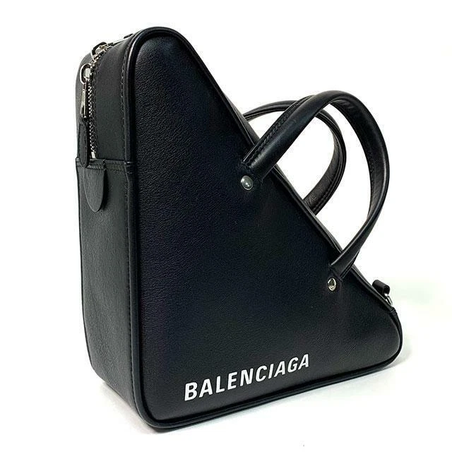 BALENCIAGA Triangle Duffle S Handbag Black Red Silver Hardware  w/Accessories