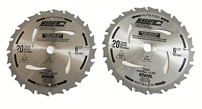 Irwin 24020 Marathon 6-1/2'' Framing Ripping 20 Tooth Circular Saw Blade QTY 2