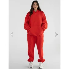Comfrt Minimalist Hoodie & Jogger Set Crimson Red Womens S/M