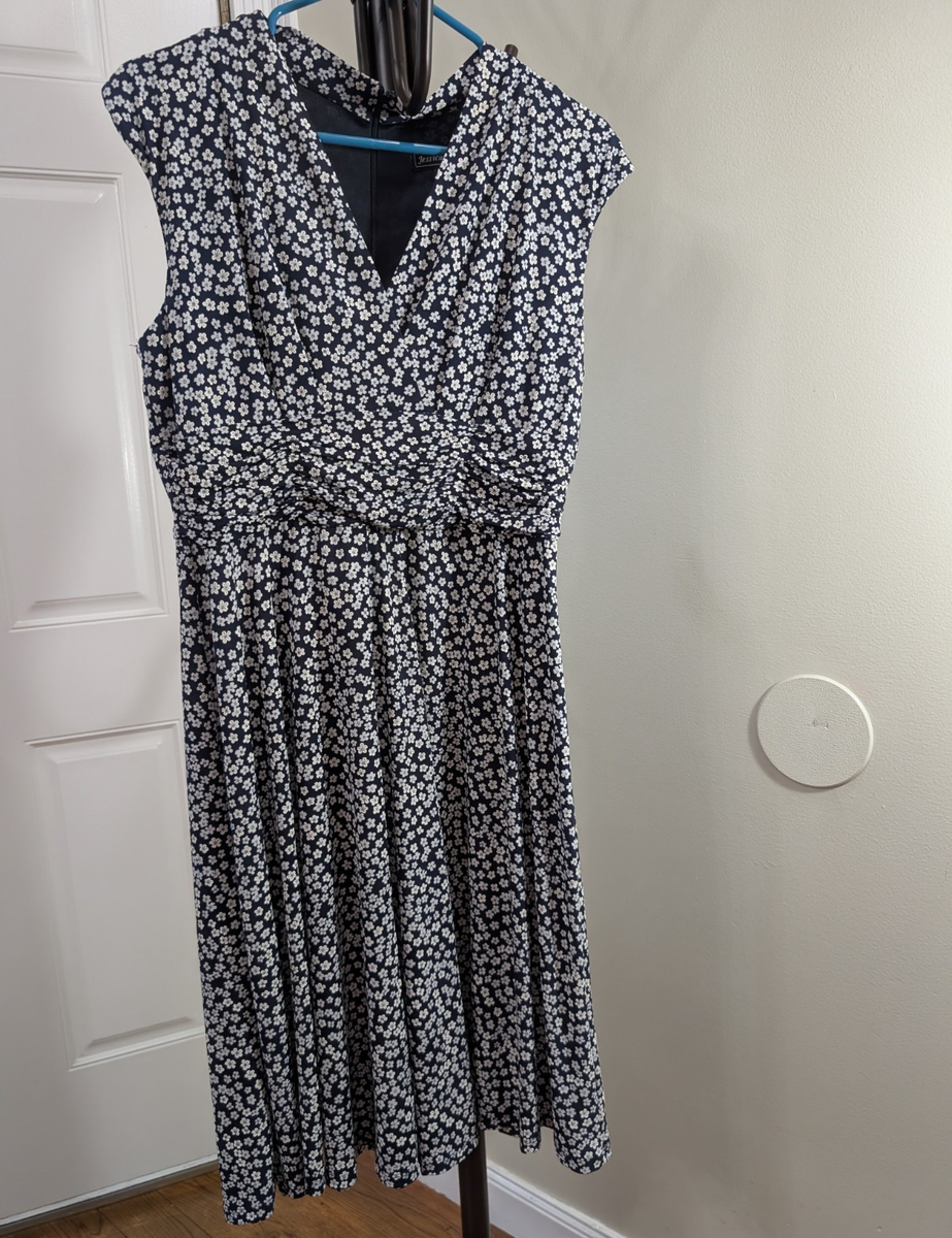 jessica howard floral fit and flare dress Jessica Howard Womens 22W Navy Pink Floral Cherry Blossom Fit & Flare Dress 1507