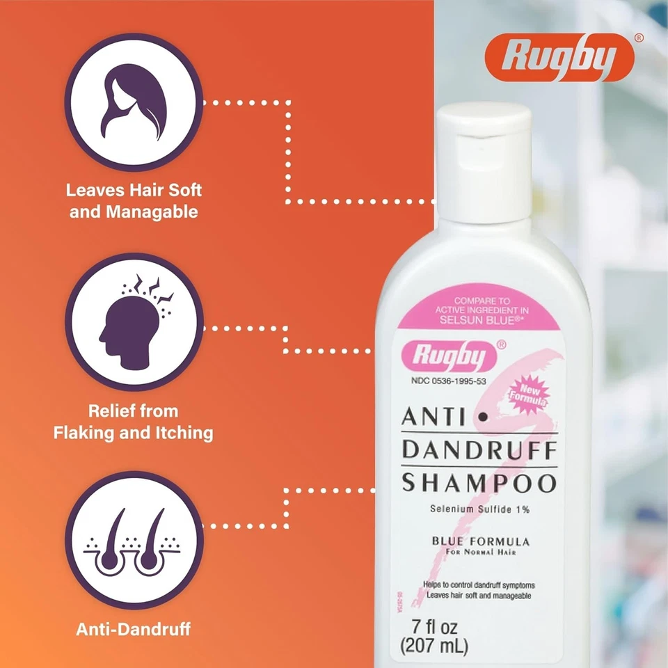 2 Pack Rugby Selenium Sulfide Anti Dandruff Shampoo 7 Oz (207 ml) Fast Shipping - Image 3 of 4