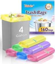 Teivio 4 Gallon Small Trash Bags 160 Count Colorful Bathroom Bin Liners