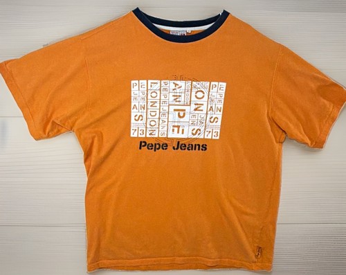 Pepe Jeans, Pepe Jeans London T-Shirt Mens XL Orange Graphic Logo Heavyweight Crew Neck