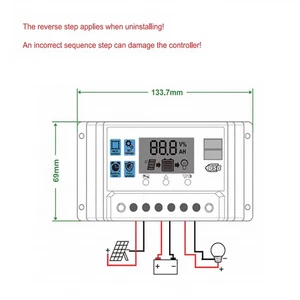 Pour Smart Homes Solar Controller LCD Affichage des paramètres réglables ABS Matériau Pour Smart Homes Solar Controller LCD Affichage des paramètres réglables ABS Matériau