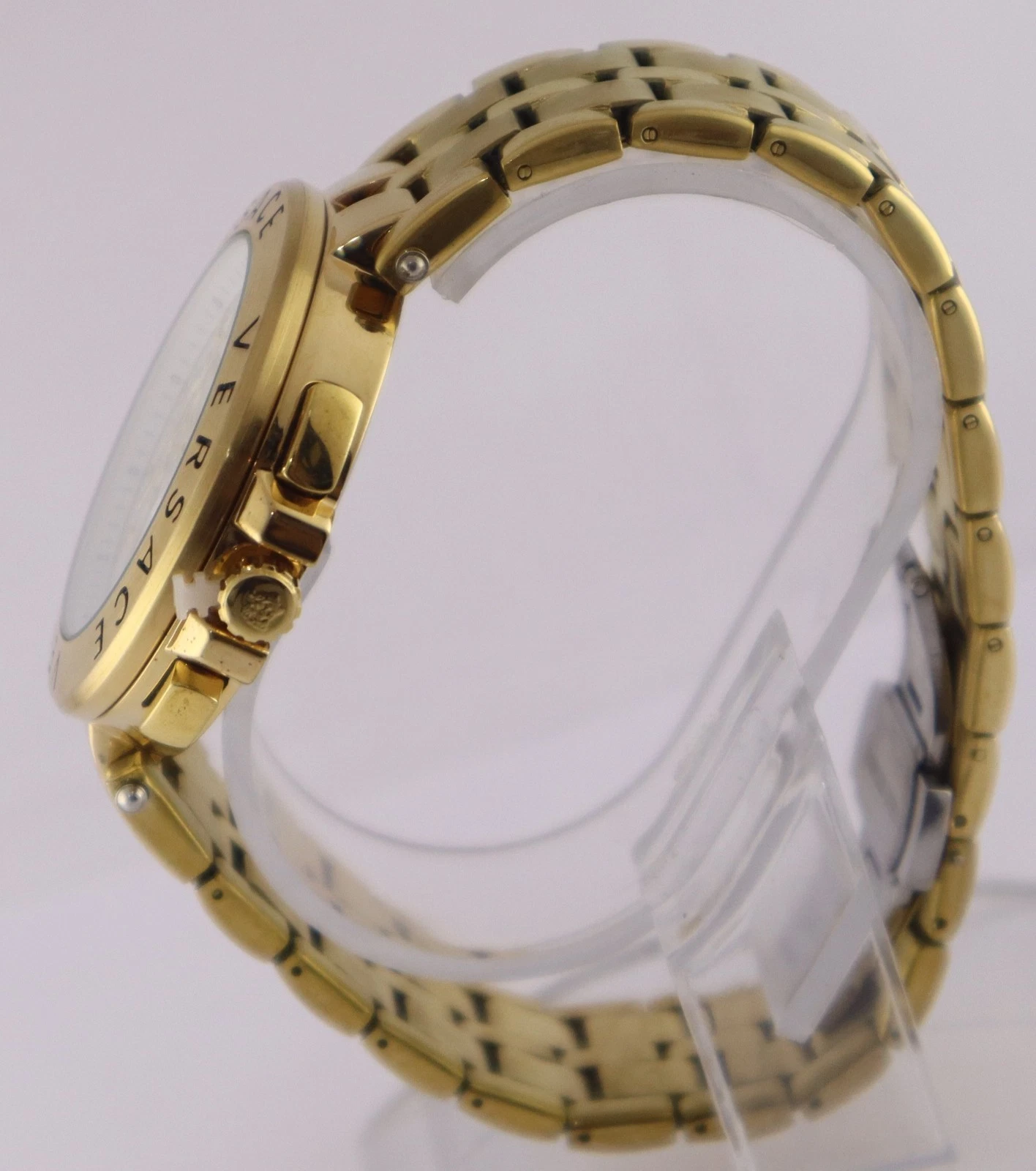 Orologio da Polso Lusso Versace Uomo Quarzo Cronografo Quadrante Argento "Data" Cinturino Acciaio