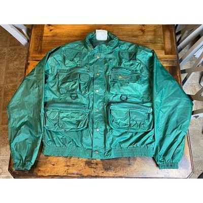 Vintage Hodgman Waterproof Wading Jacket Mens XL Green Hooded Fishing Jacket