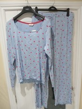 M&S Cool Comfort "Kisses" Printed Ribbed Pyjama Set Size XL 20-22