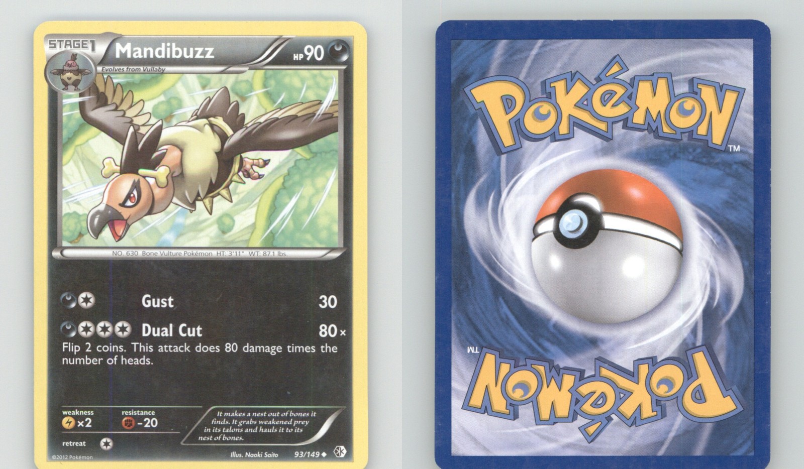 MANDIBUZZ 93/149 UNCOMMON BOUNDARIES CROSSED POKEMON LIGHTLY PLAYED
