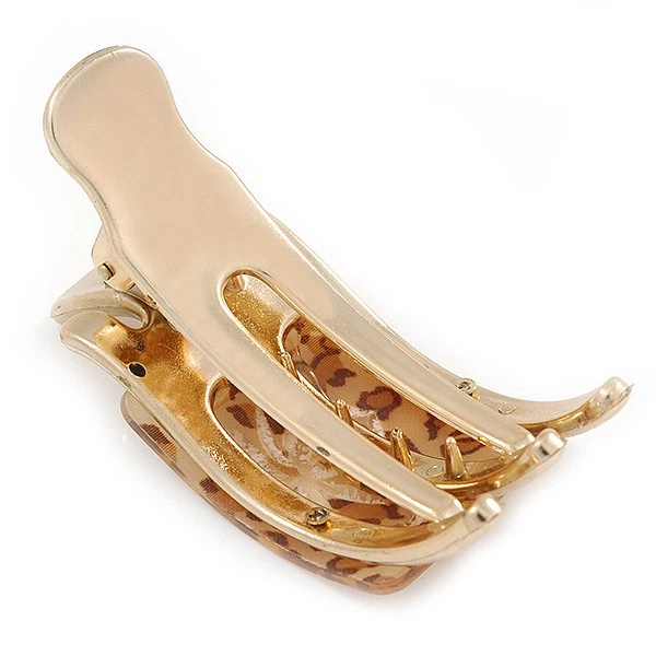 Garra/abrazadera acrílica con estampado animal tono dorado - 70 mm de largo Foto 4 de 4