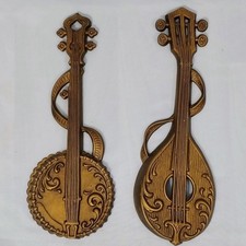 Vintage 70s Sexton Cast Iron Mid Century Gold Wall Hangings Set of 2