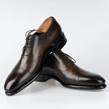 Great $1800 Santoni Brown/Gray Oxford Leather Shoes 11UK / 12US / 45EU