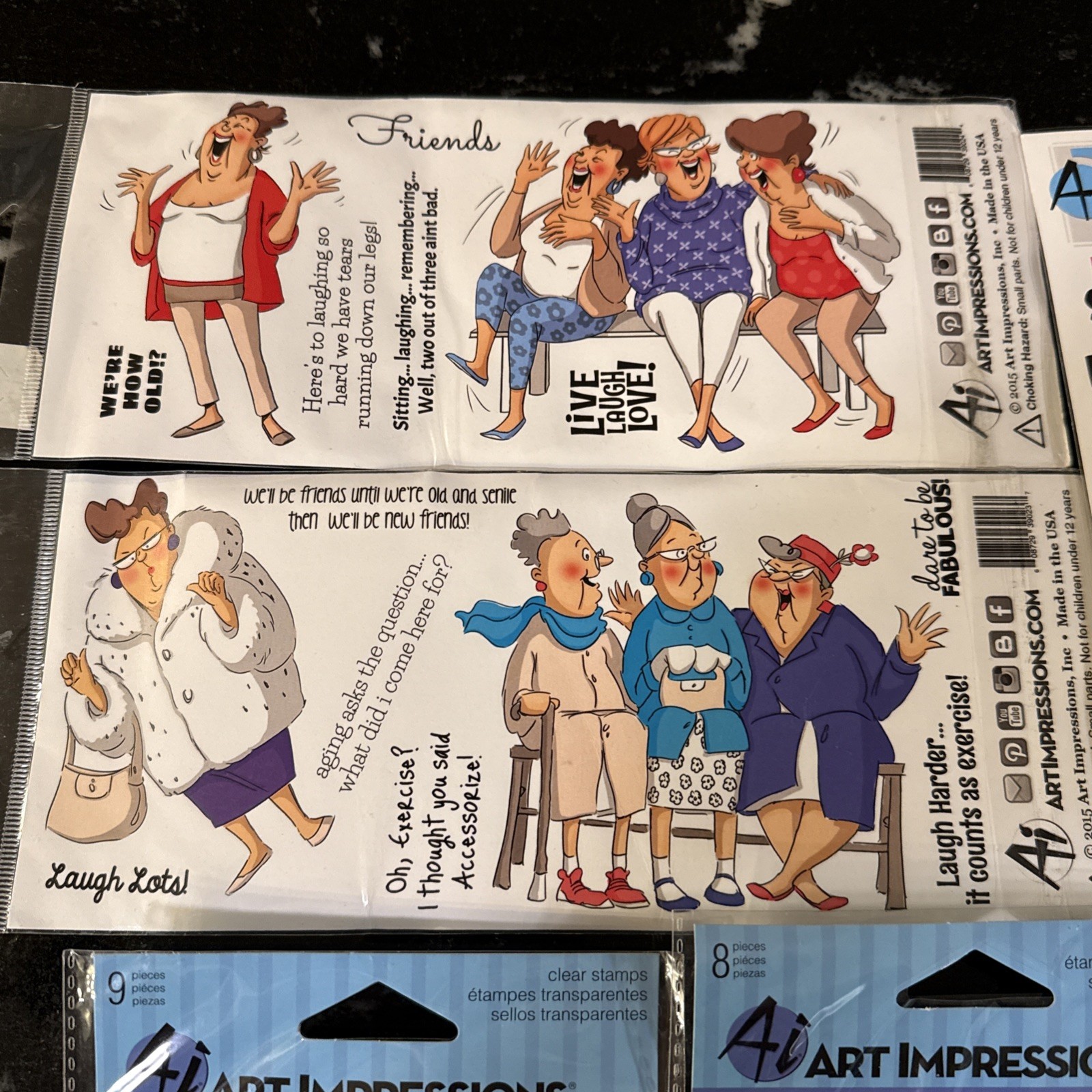 Lot of 7 Hampton Art/Art Impressions Clear & Unmounted Stamps Ladies Friends