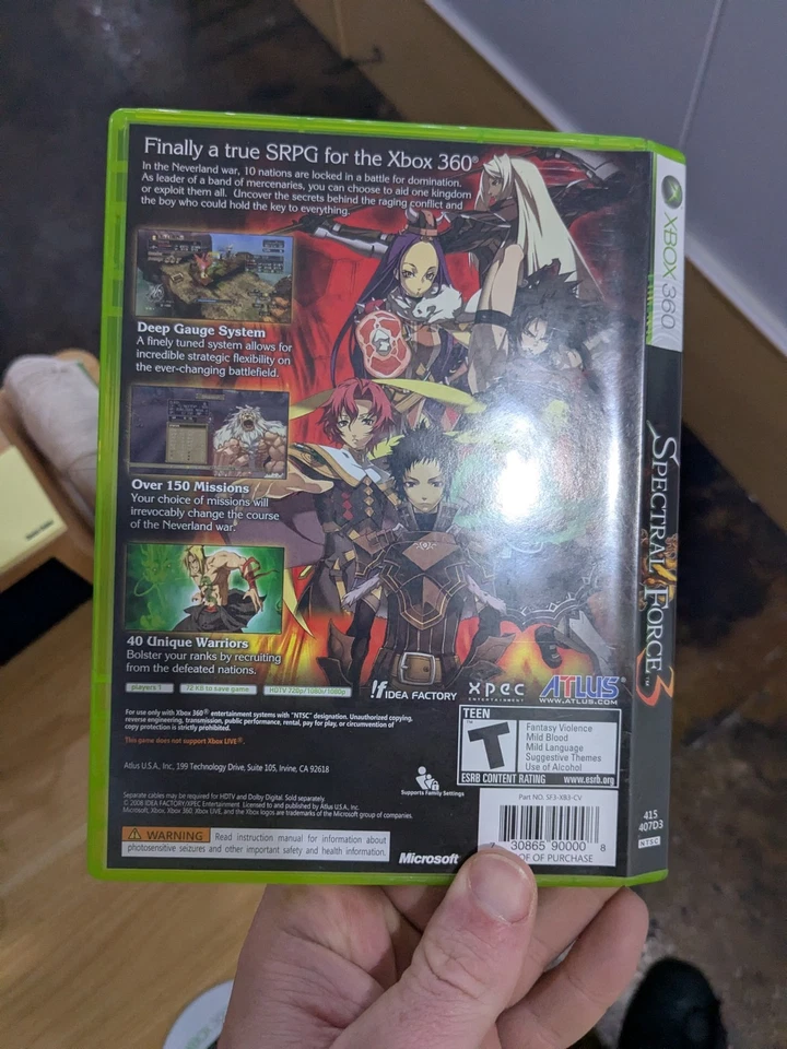 A1 Spectral Force 3 (Microsoft Xbox 360, 2008) - No Manual - Image 2 of 4