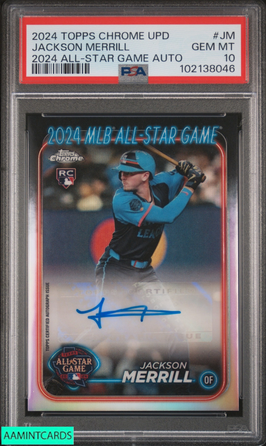 2024 TOPPS CHROME UPDATE 2024 ALL-STAR GAME AUTO JACKSON MERRILL #JM RC PSA 10