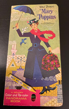 MARY POPPINS Panorama Color and Re-Color vintage cardboard coloring book