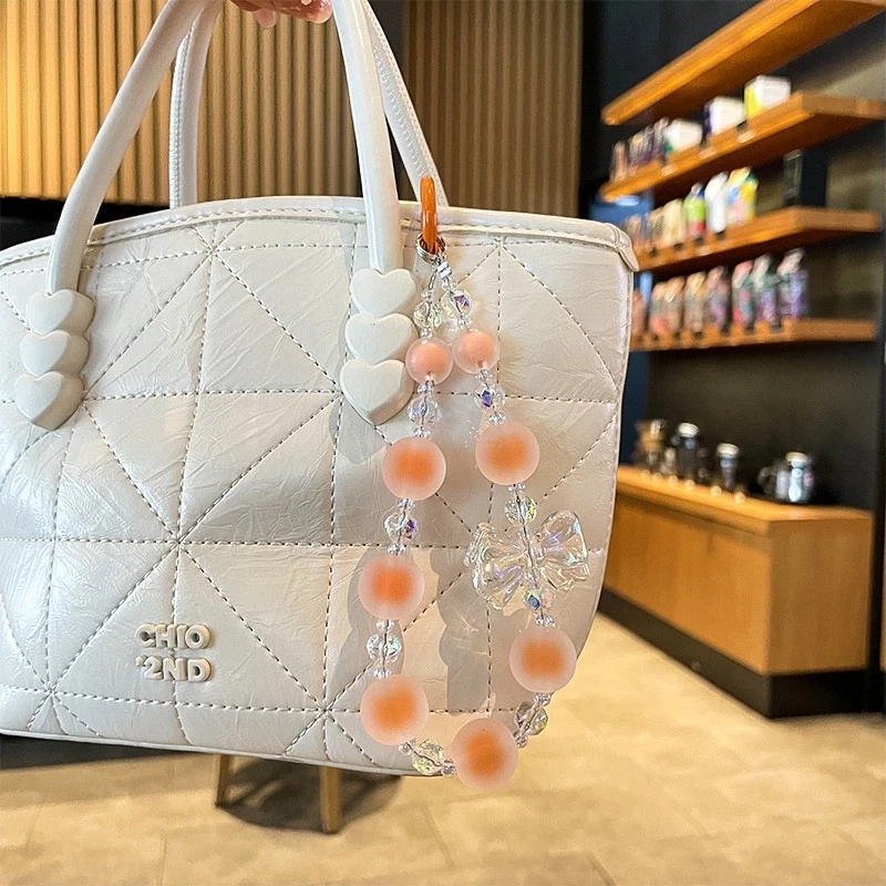 Correa de muñeca colorida con cuentas - Cristal Kawaii teléfono llavero accesorios Foto 2 de 4