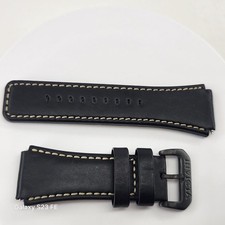 Genuine Signed INVICTA 24mm Leather Strap Black Watch Band with Black Buckle