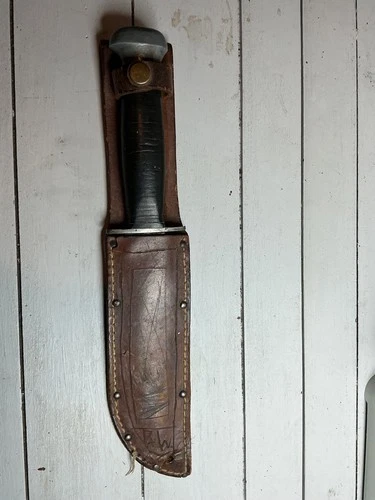 Vintage WWII/ WW2 PAL RH-36 US Military Combat Fighting Knife w/Leather Sheath