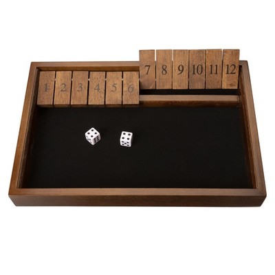 WE Games Dice Board Game, 12 Number Flip Tiles with Walnut Stained Wooden Box,