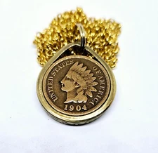Teardrop  Pendant Indian head penny with chain coin rings too in my store