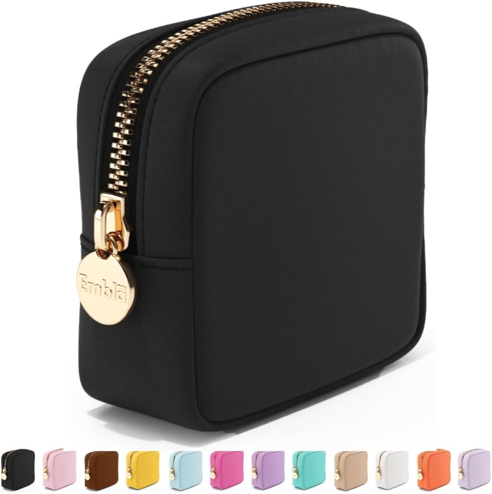 Makeup Bag Travel Cosmetics Pouch and Toiletry Bag, Nylon Zipper Pouch Purse, Cu-image