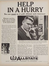 1960 Print Ad Allstate Insurance Auto,Property,Accident,Life Mayor on Pay Phone