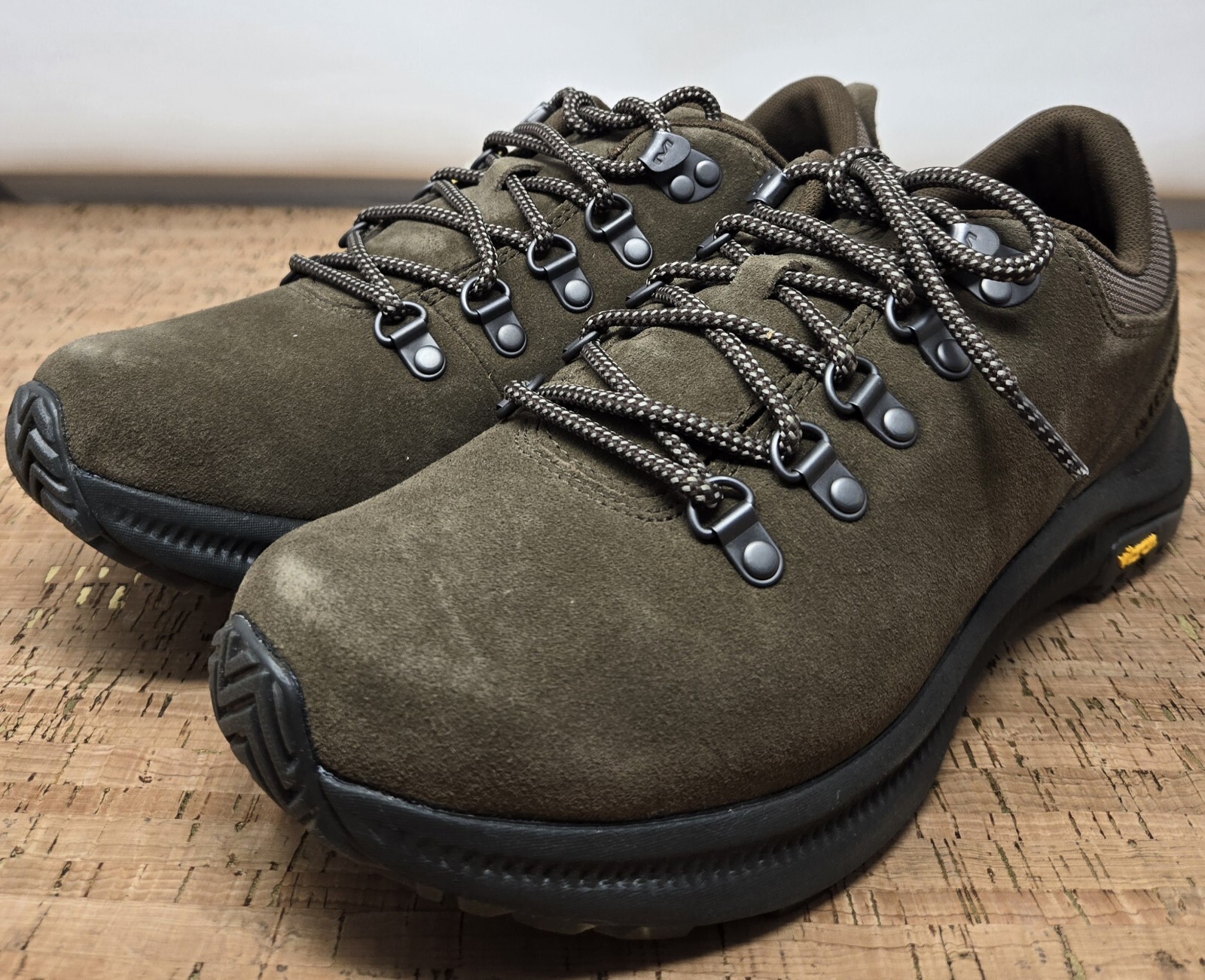 Merrell Ontario scarpe scamosciate uomo 8 5 marrone Vibram MegaGrip suole trail outdoor