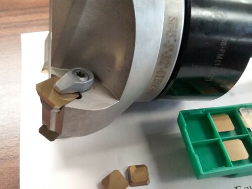 5" 45 degree indexable face shell mill & 20 extra SEAN42AFTN inserts w. R8 arbor - Picture 2 of 5