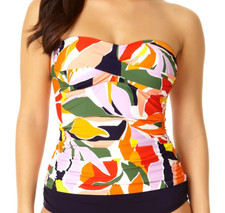 Anne Cole Women's Size Medium Multicolor Shirred Bandeau Tankini Swim Top NWT