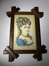 Framed Currier and Ives print BEAUTIFUL BLONDE. C0452, G0507
