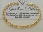 SOLID 18K YELLOW GOLD BRACELET 5mm SQUARED FIGARO GOURMETTE ALTERNATE 3+1, 7.7"