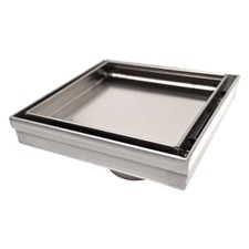 SereneDrains 304 SS Tile in Square Brushed Nickel Shower Drain Kit Floor Hair