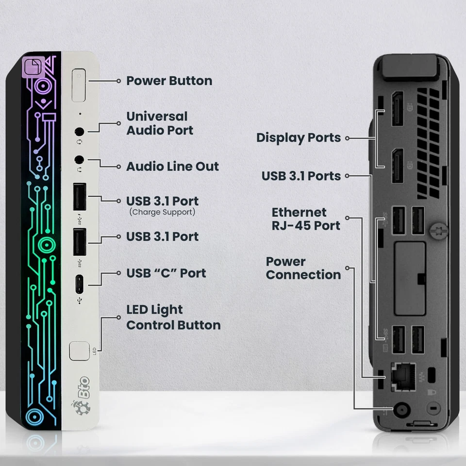HP G4 RGB Desktop Mini PC Intel i5-8th, 8 GB Ram 256 GB NVMe SSD Windows 11 Pro - Image 2 of 4