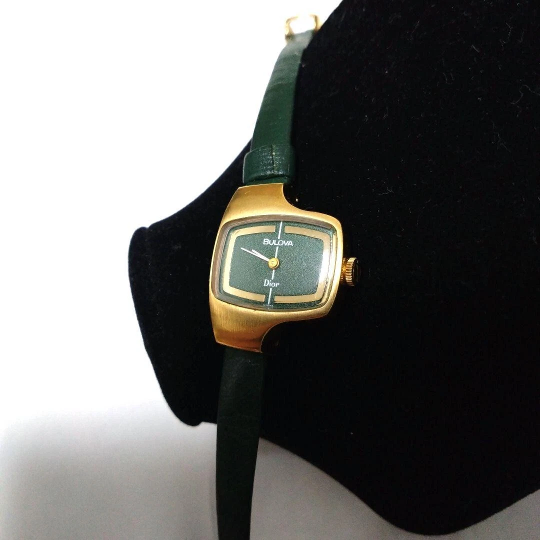 Montre manuelle femme vintage BULOVA Dior collaboration 23 mm verte 202502M