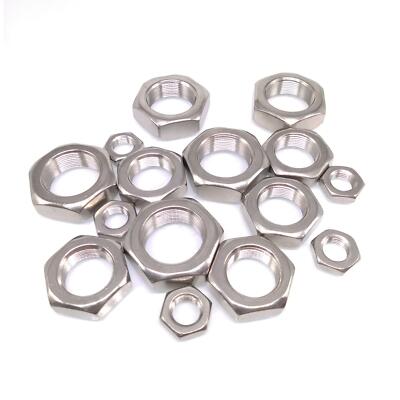 50pcs M6 x 0.75mm Fine Thread Hex Half Thin Jam Nuts A2 304 Stainless Steel