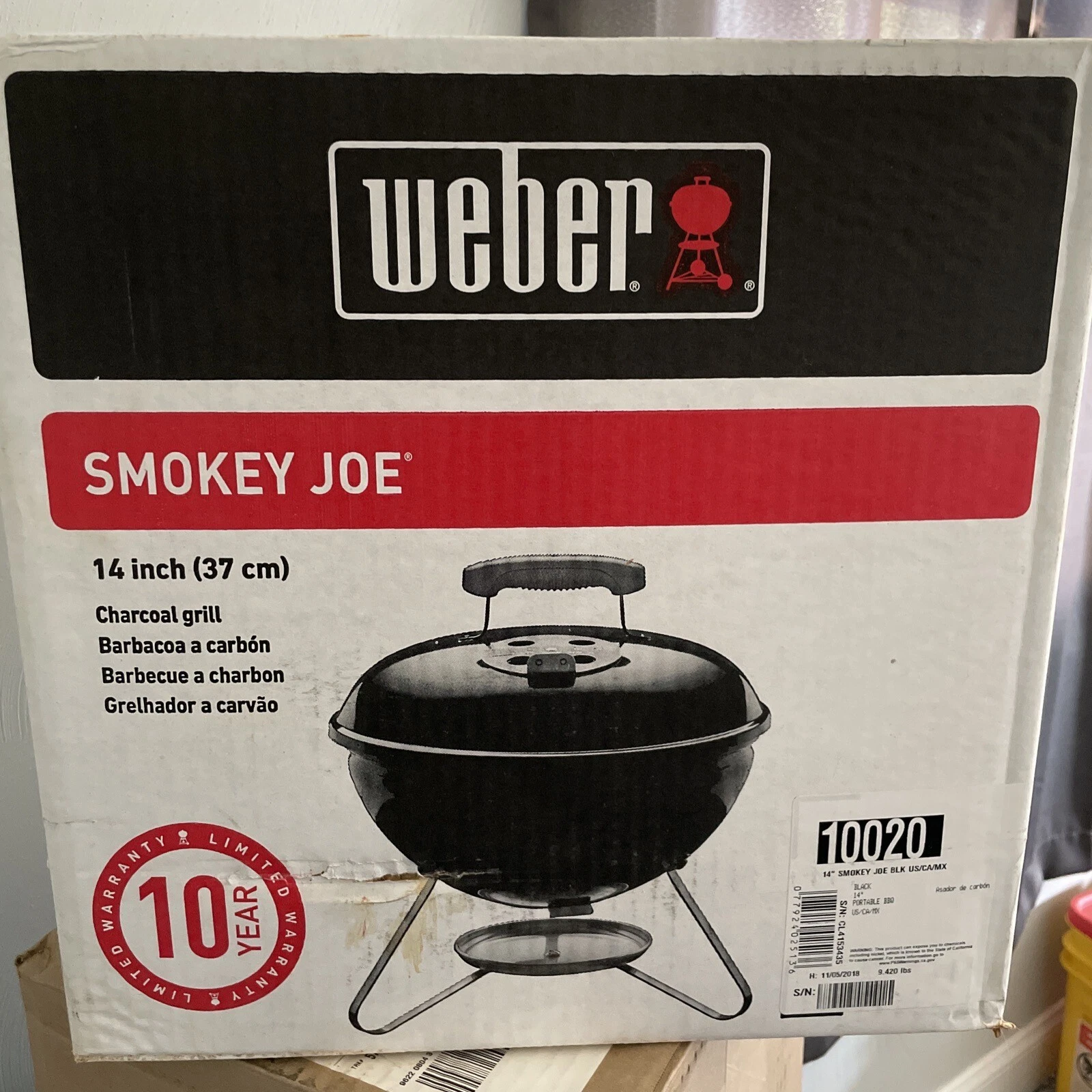 Weber 14 inch Smokey Joe Charcoal Grill Black NEW & Sealed Portable in box