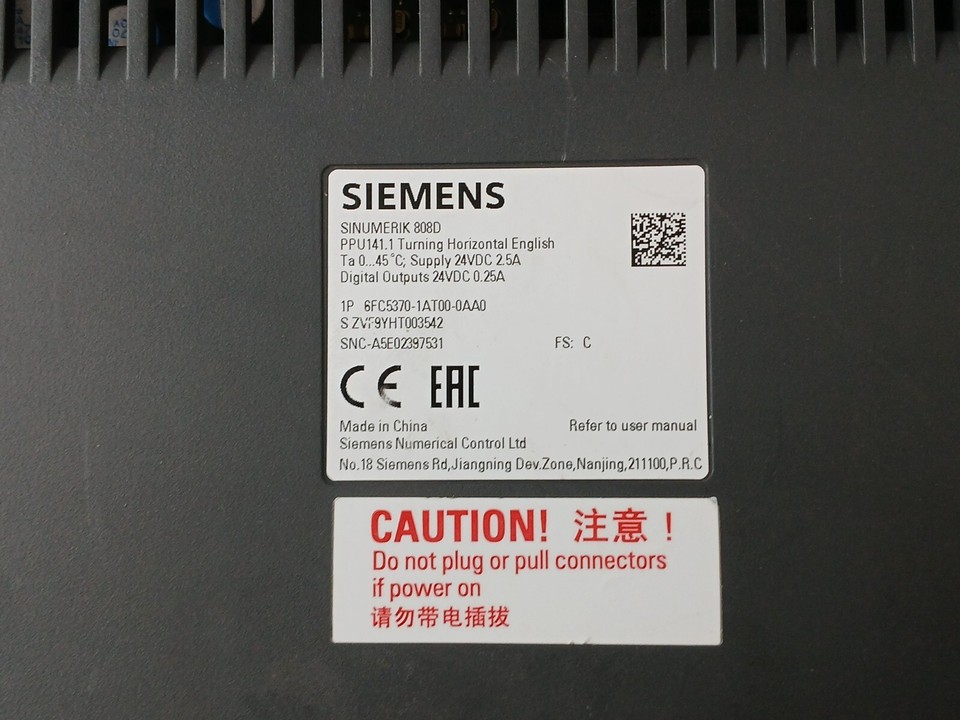 SIEMENS 6FC5370-1AT00-0AA0 PPU141.1 Horizontal CNC Control Panel ...