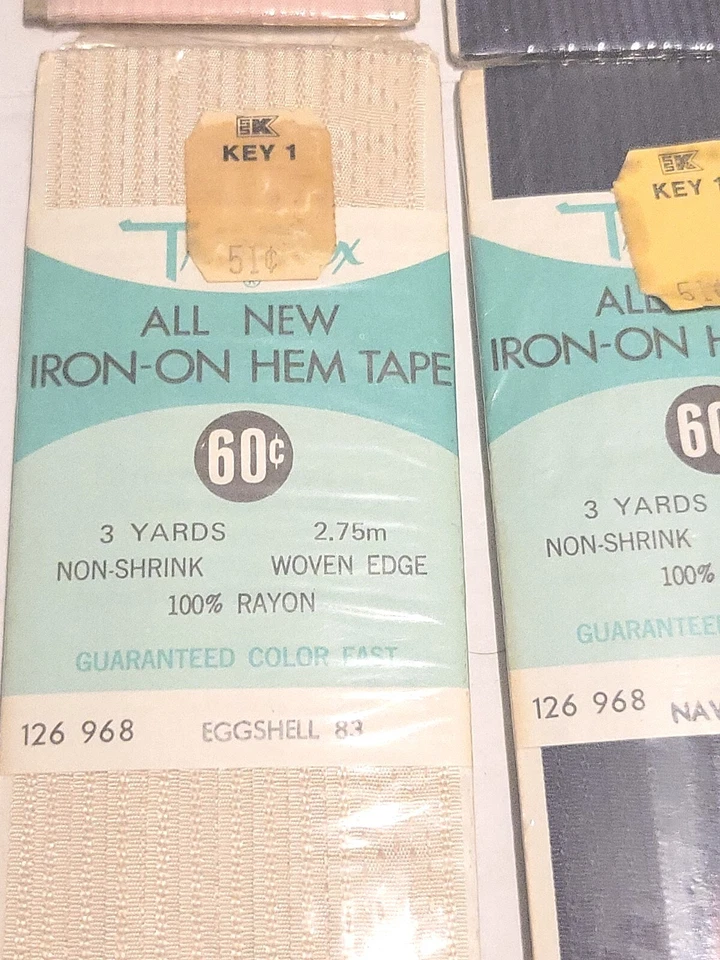 Trimtex Vintage Lot of 6 All New Iron On Hem Tape 3 Yards Non Shrink Woven Edge - Image 3 of 4