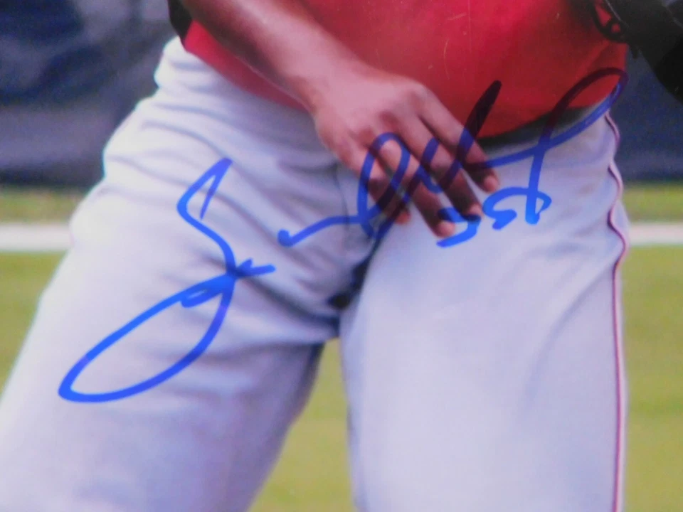 Foto firmada autografiada por Edinson Volquez 8x10 de los Rojos de Cincinnati de los Reales Foto 2 de 2