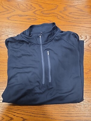 LL Bean Quarter Zip Mock Neck Sweater Mens Navy Blue Size XL-Reg 